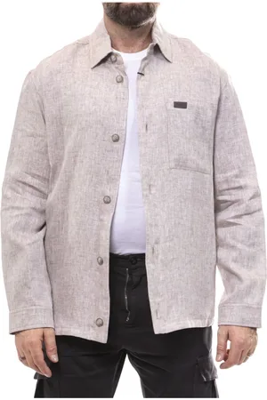 FAY Overhemden, Heren, , S, Linnen, Faded Linen Shirt Jacket