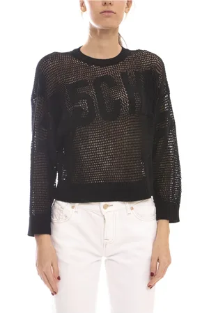 Moschino Truien, Dames, Zwart, XS, Zwarte Glanzende Koordsweater