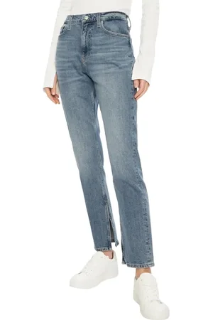 Calvin Klein Jeans, Dames, Blauw, W28 L34, Denim, Lichtblauwe High-Rise Stretch Denim Jeans