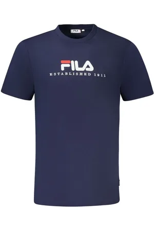 Fila Tops, Heren, Blauw, S, Katoen, Blauw Katoenen T-Shirt met Borduurwerk