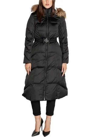 Guess Mantels, Dames, Zwart, S, Polyester, Zwarte capuchonrits voor vrouwen