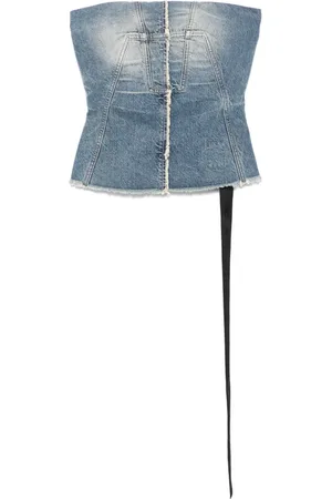 Rick Owens Tops, Dames, Blauw, XL, Denim, Denim bustier top in blauw