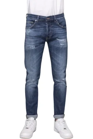 Dondup Jeans, Heren, Blauw, W32, Katoen, Stretch Jeans met Patches