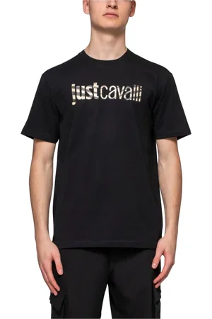 Roberto Cavalli Tops, Heren, Zwart, S, Logo Heren T-shirt 899 Zwart