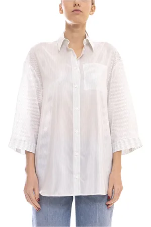 PESERICO SIGN Blouses & Shirts, Dames, Wit, S, Eucalyptus Dames Overhemd