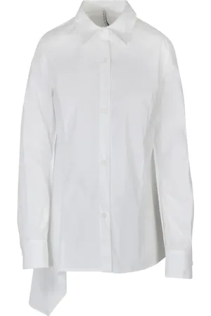 LIVIANA CONTI Blouses & Shirts, Dames, Wit, S, Katoen, Asymmetrische Poplin Blouse