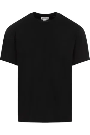 Alexander McQueen Tops, Heren, Zwart, M, Katoen, Zwarte Katoenen T-shirt met Handtekeningsband