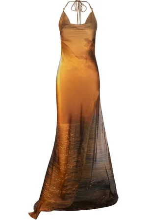 Roberto Cavalli Kleedjes, Dames, Oranje, 2Xs, Oranje Zijden Dameskleding