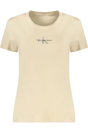 Calvin Klein Tops, Dames, , S, Katoen, Katoenen T-shirt met Iridescent Print