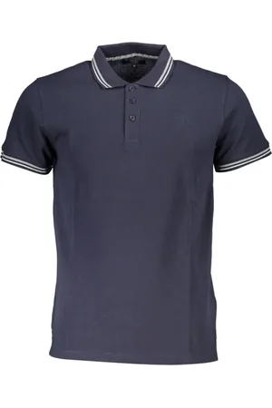 Roberto Cavalli Tops, Heren, Blauw, 2Xl, Katoen, Blauw Katoenen Poloshirt met Borduursel