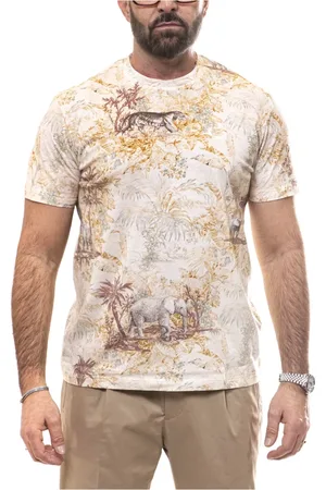 Etro Tops, Heren, Veelkleurig, L, Rome Print T-shirt Beige