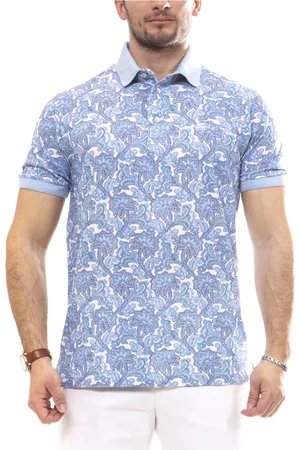 Etro Tops, Heren, Blauw, L, Roma Print Wit Polo Shirt