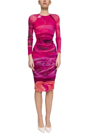 Roberto Cavalli Kleedjes, Dames, Roze, M, Roze Paarden Vrouw Jurk