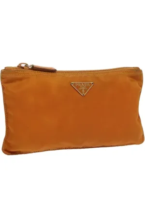 Prada Pre-owned, Dames, Oranje, ONE Size, Nylon, Pre-owned Nylon pouches