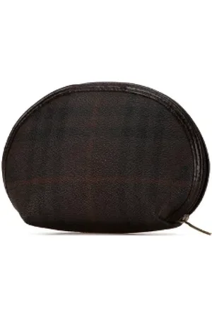 Burberry Pre-owned, Dames, Bruin, ONE Size, Leer, Pre-owned Canvas pouches