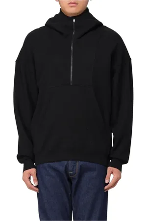 Saint Laurent Sweatshirts & Hoodies, Heren, Zwart, L, Zwarte Half Zip Hoodie Sweatshirt
