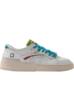 D.A.T.E. Schoenen, Heren, Wit, 40 EU, Katoen, Witte Torneo Gekleurde Leren Sneakers