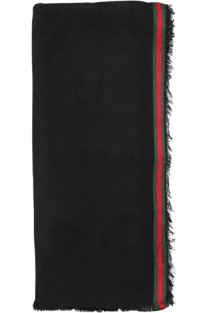 Gucci Accessoires, Heren, Zwart, ONE Size, Wol, Luxe Gestreepte Wollen Sjaal