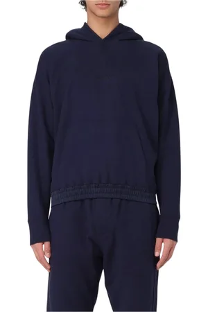 Saint Laurent Sweatshirts & Hoodies, Heren, Blauw, XL, Katoen, Blauwe Heren Hoodie Relaxte Pasvorm