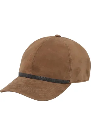 Brunello Cucinelli Accessoires, Heren, , M, Suède, Geborduurde Band Suède Baseballpet