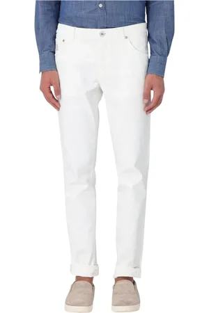 Brunello Cucinelli Jeans, Heren, Wit, S, Katoen, Luxe Gele Straight Leg Jeans