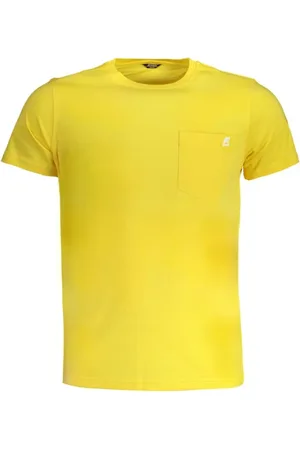 K-Way Tops, Heren, Geel, S, Katoen, Geel Katoenen T-shirt met Contrastdetails