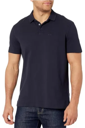 Armani Exchange Tops, Heren, Blauw, XS, Katoen, Donkerblauw poloshirt met korte mouwen