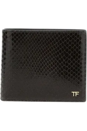 Tom Ford Accessoires, Heren, Bruin, ONE Size, Leer, Luxe Slangenleer Bifold Portemonnee