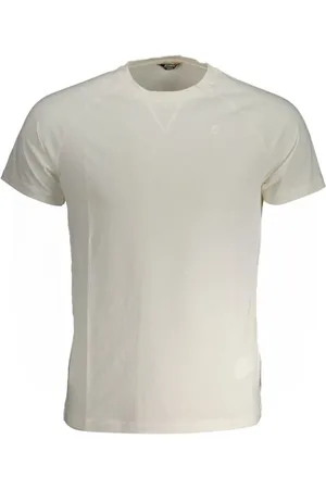K-Way Tops, Heren, Wit, S, Katoen, Katoenen T-shirt met korte mouwen en logo