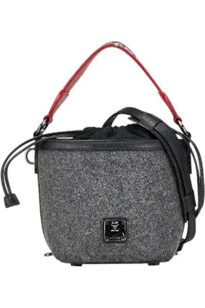 MCM Pre-owned, Dames, Grijs, ONE Size, Wol, Tweedehands Canvas handtassen