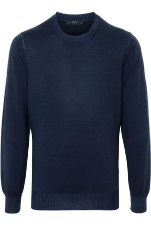 FAY Truien, Heren, Blauw, L, Rondgebreide trui