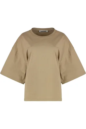 DARKPARK Tops, Dames, , M, Katoen, Katoenen crew-neck T-shirt met gedrapeerde achterkant