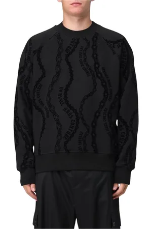 VERSACE Sweatshirts & Hoodies, Heren, Zwart, XL, Katoen, Luxe Ketting Print Sweatshirt