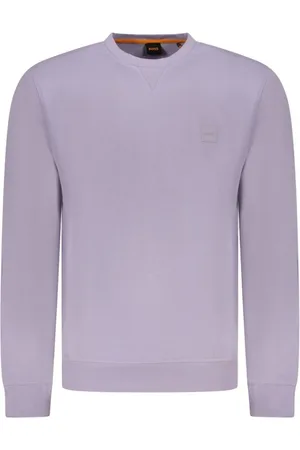 HUGO BOSS Sweatshirts & Hoodies, Heren, Paars, L, Katoen, Paarse Katoenen Sweater Geborduurde Sweatshirt