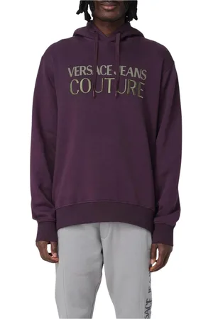 VERSACE Sweatshirts & Hoodies, Heren, Paars, XL, Logo Hoodie in Violet