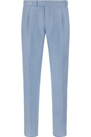 Boggi Milano Broeken, Heren, Blauw, L, Linnen, Pure linnen broek