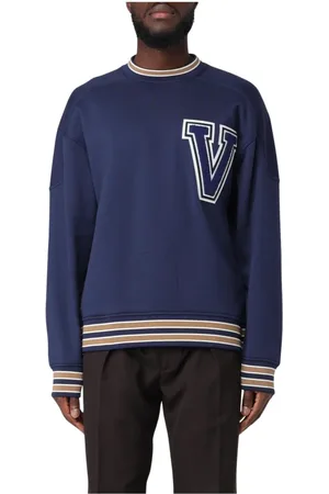 VALENTINO Sweatshirts & Hoodies, Heren, Blauw, M, Katoen, Logo Jersey Sweatshirt Blauw