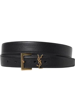 Saint Laurent Accessoires, Heren, Zwart, 100 CM, Zwart Logo Leren Riem