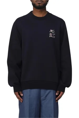 Etro Sweatshirts & Hoodies, Heren, Blauw, S, Katoen, Blauwe Geborduurde Logo Sweatshirt