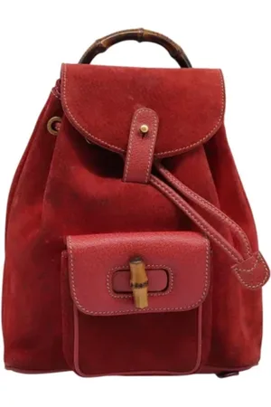 Gucci Pre-owned, Dames, Rood, ONE Size, Leer, Pre-owned Suede backpacks
