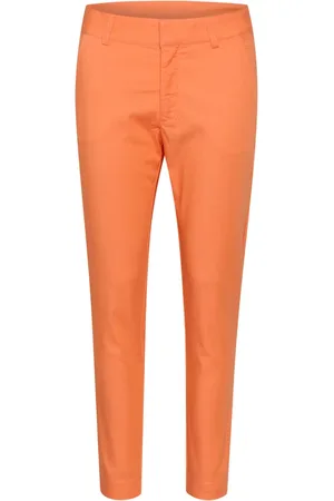 Kaffe Broeken, Dames, Oranje, L, Chino Broek in Meloen Kleur