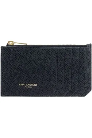 Saint Laurent Accessoires, Heren, Zwart, ONE Size, Leer, Leren kaarthouder met ritssluiting