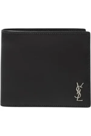 Saint Laurent Accessoires, Heren, Zwart, ONE Size, Leer, Heren Zwarte Leren Portemonnee