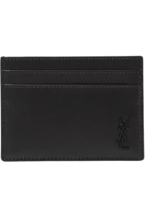 Saint Laurent Accessoires, Heren, Zwart, ONE Size, Leer, Luxe Leren Kaarthouder Portemonnee