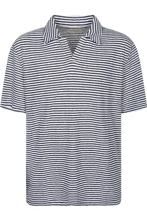 OFFICINE GENERALE Tops, Heren, Blauw, L, Blauw T-shirt Casual Stijl