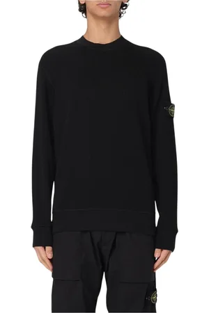 Stone Island Sweatshirts & Hoodies, Heren, Zwart, L, Beige Wafel Gebreide Ronde Hals Sweater