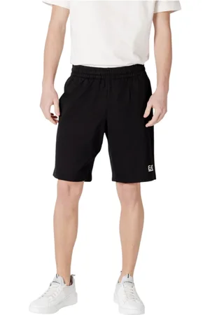 EA7 Korte broeken, Heren, Zwart, XS, Katoen, Zwarte katoenen shorts met voorzakken