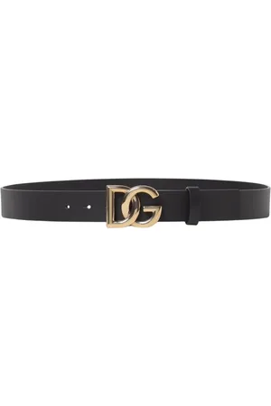 Dolce & Gabbana Accessoires, Heren, Zwart, 100 CM, Leer, Zwarte Leren Logo Riem