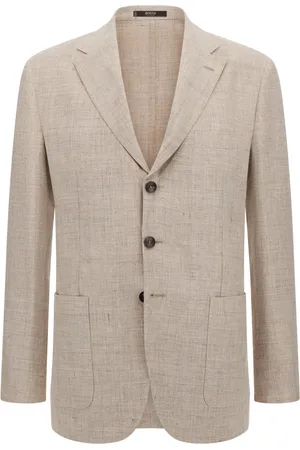Boggi Milano Jassen, Heren, , 2Xl, Linnen, Mélange puur linnen jas