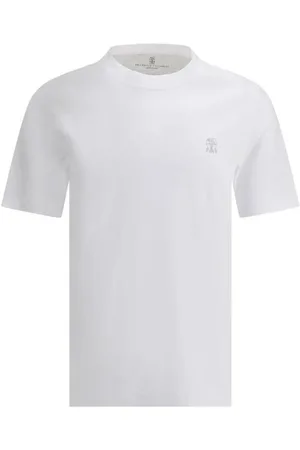 Brunello Cucinelli Tops, Heren, Wit, S, Katoen, Klassiek T-shirt met ronde hals